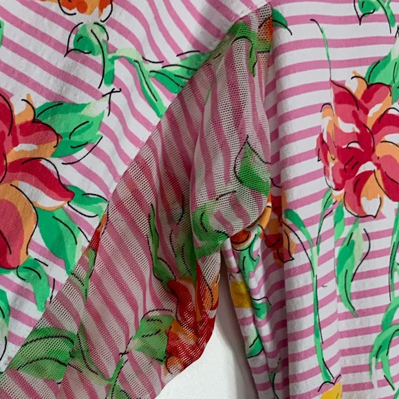 IBKUL Womens Top Large 1/4 Zip UPF Long Sleeve Pink Floral Mesh Golf Pickleball - Picture 9 of 14